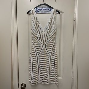 Lulu’s gold and white sequin cocktail dress, size L